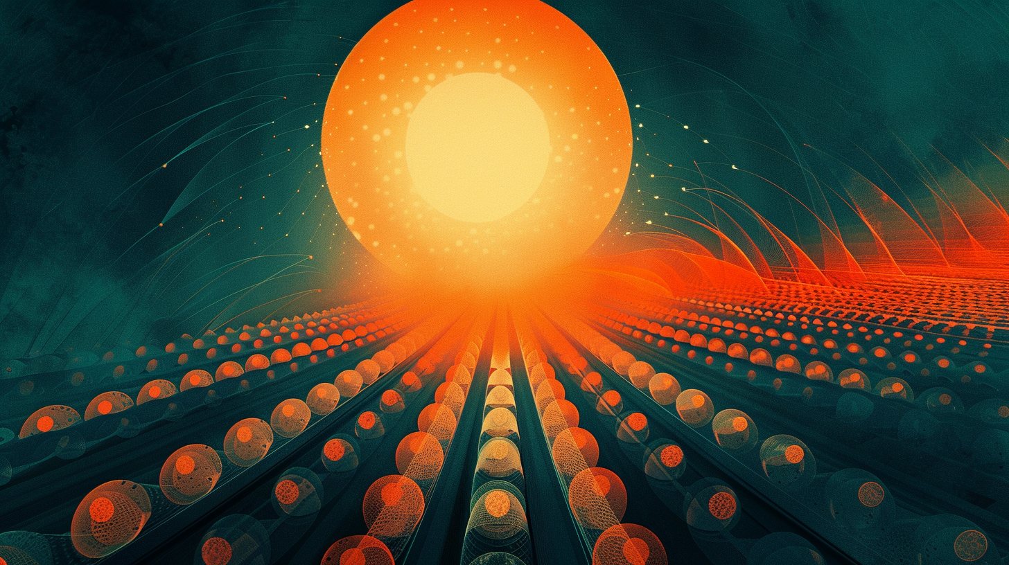 cover art — dots and sun over water